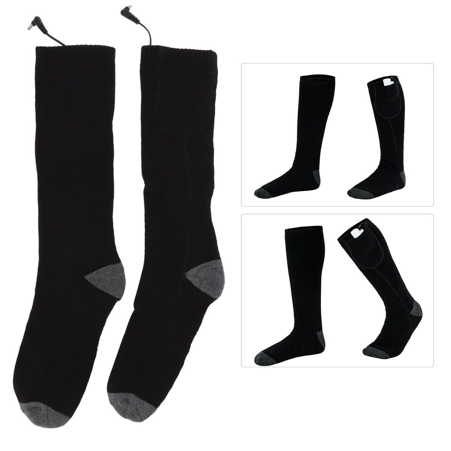 Smart Heating Socks Foot Thermal Electric Heated Stockings Winter Cold Resistant Electric Socks Black