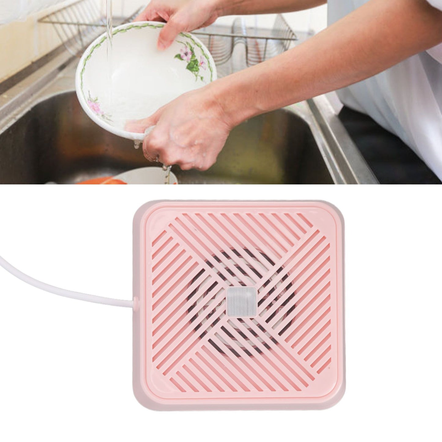 Mini Dishwasher Sound Vibration Electrolytic Water Purification IP67 Waterproof Portable USB Dishwasher Pink