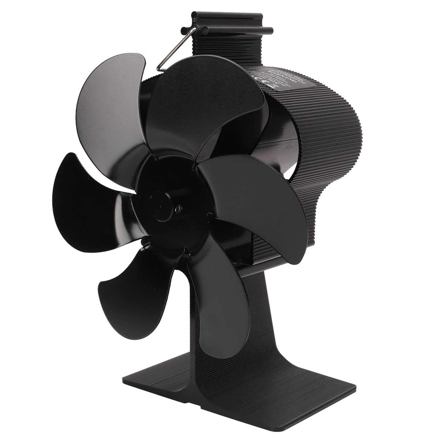 6 Blades Heat Powered Stove Fan Non Electric Self Starting Fireplace Fan High Temperature Resistant Fan Crown Black
