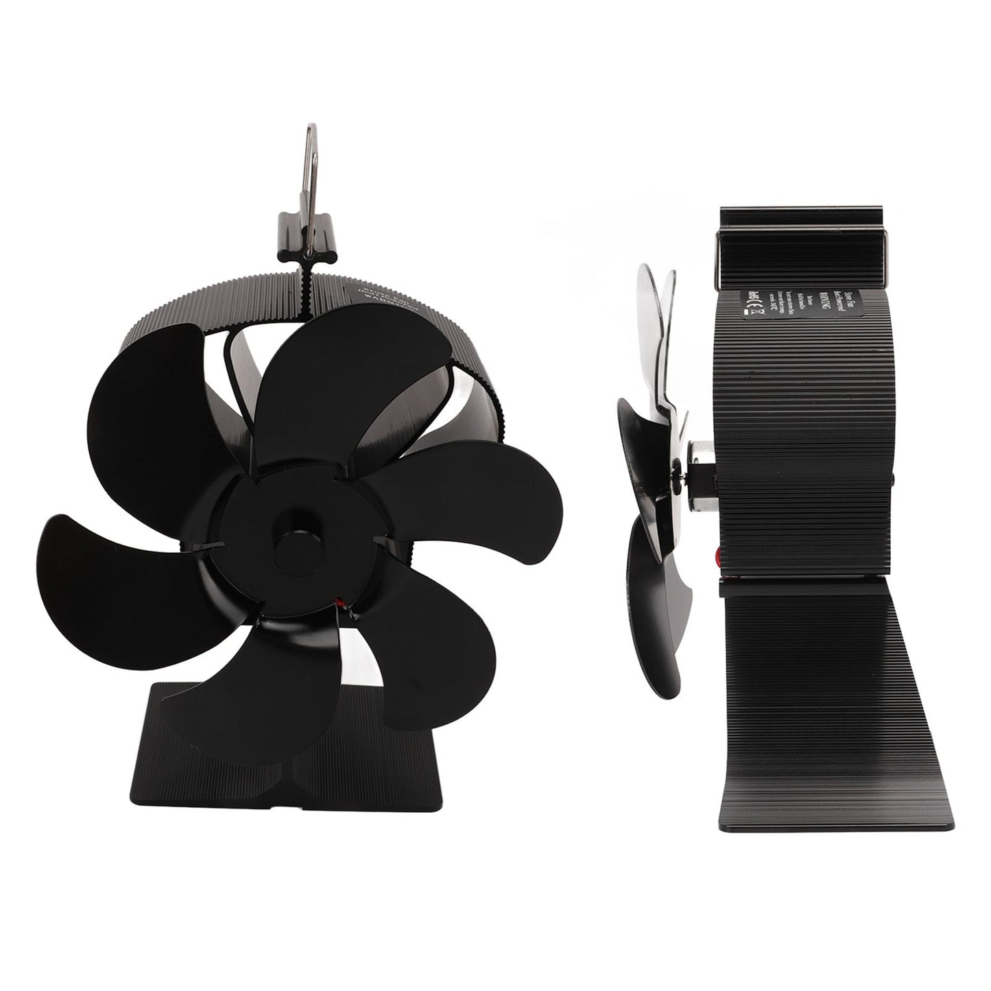 6 Blades Heat Powered Stove Fan Non Electric Self Starting Fireplace Fan High Temperature Resistant Fan Crown Black