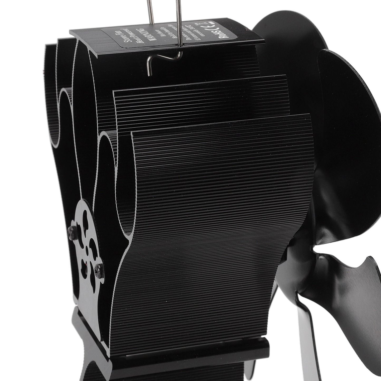 6 Blade Stove Fan Black Self Starting High Temperature Resistant Heat Powered Stove Fan for Home 152mm