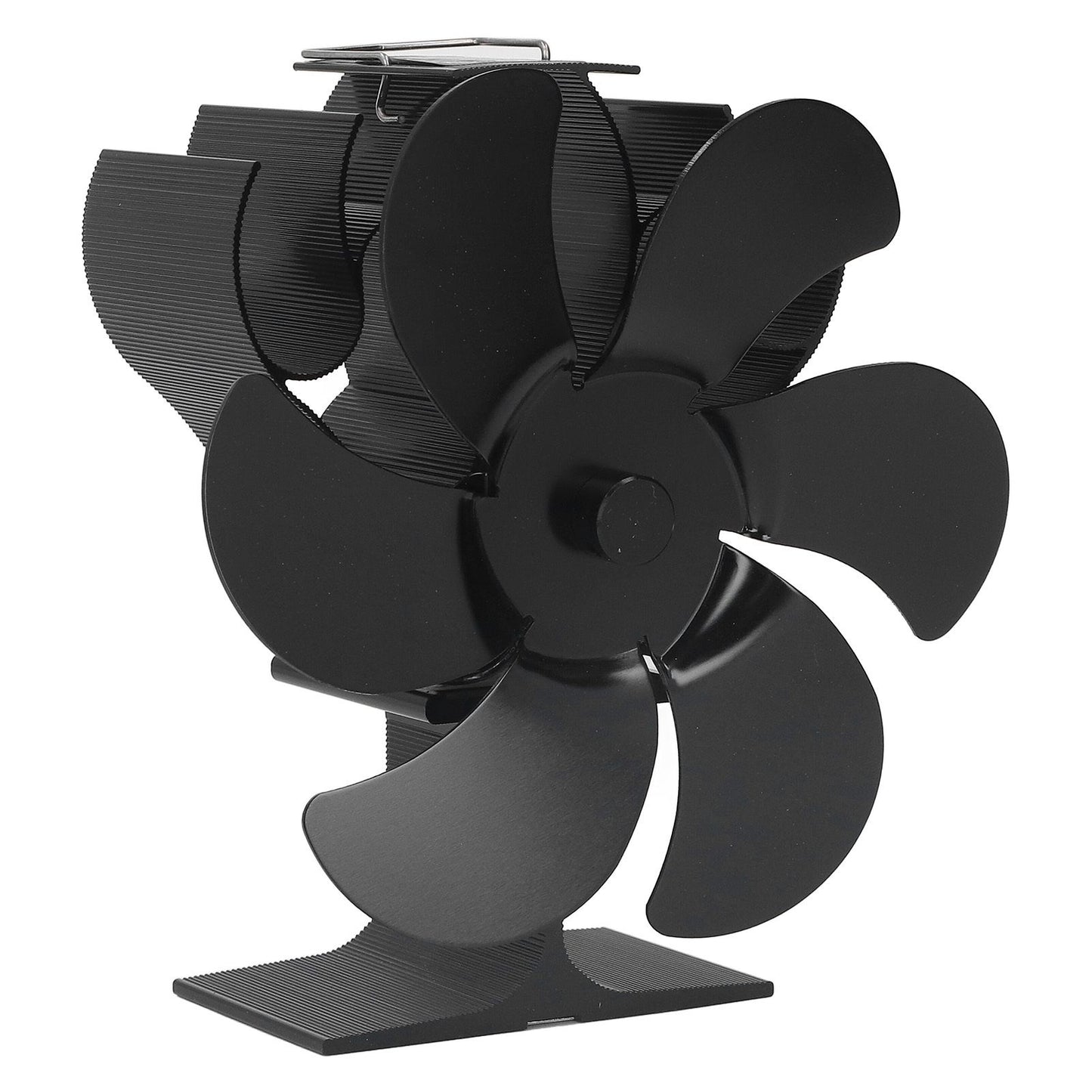 6 Blades Heat Powered Stove Fan High Temperature Resistance Self Starting Wood Burning Stove Fireplace Fan Black Diameter 152mm
