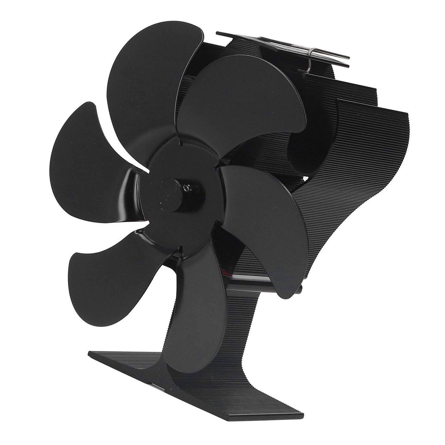6 Blades Heat Powered Stove Fan High Temperature Resistance Self Starting Wood Burning Stove Fireplace Fan Black Diameter 152mm
