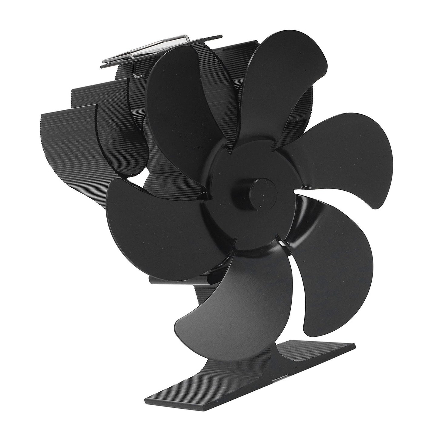 6 Blades Heat Powered Stove Fan High Temperature Resistance Self Starting Wood Burning Stove Fireplace Fan Black Diameter 152mm