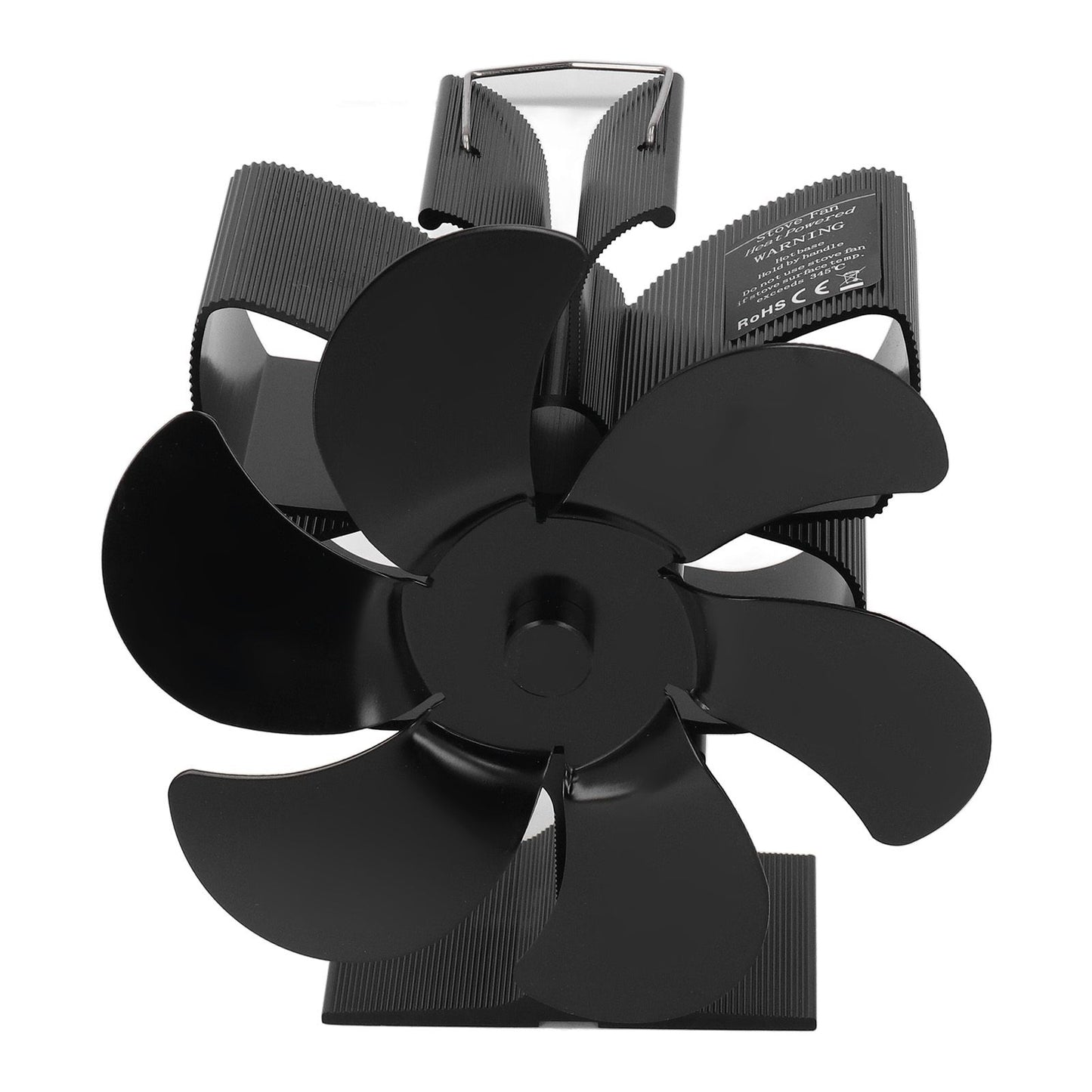 6 Blade Stove Fan Self Starting High Temperature Resistance and Energy Efficiency Heat Powered Fan for Home Black Diameter 152mm
