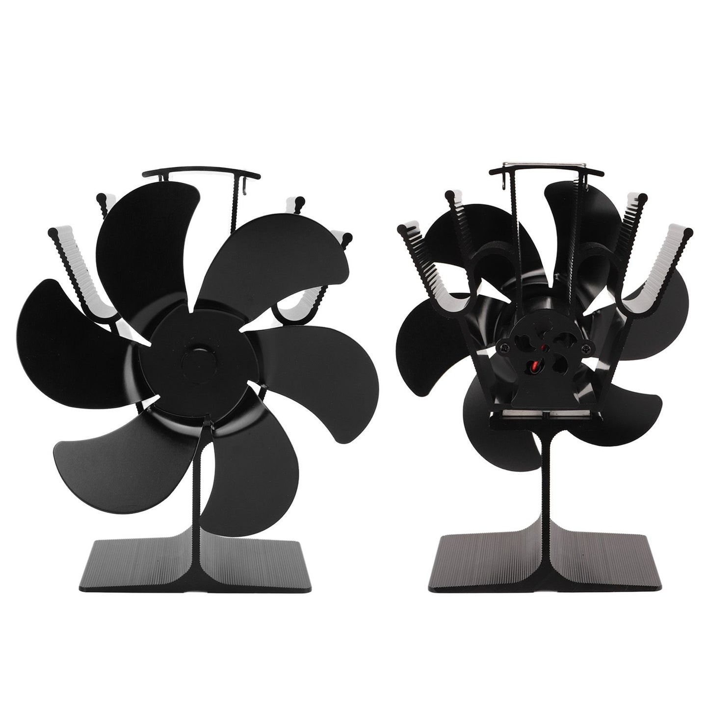 Heat Powered Fireplace Fan Non Electric Self Starting Stove Fan High Temperature Resistant Energy Saving Fan 6 Blades Black