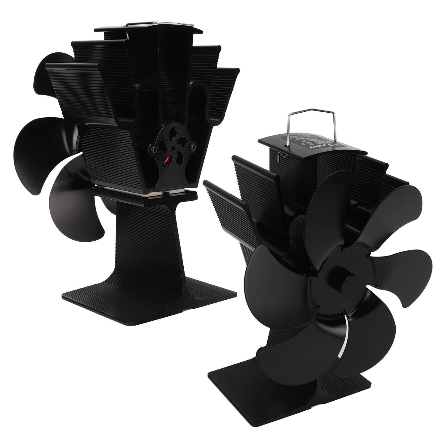 Heat Powered Fireplace Fan Non Electric Self Starting Stove Fan High Temperature Resistant Energy Saving Fan 6 Blades Black