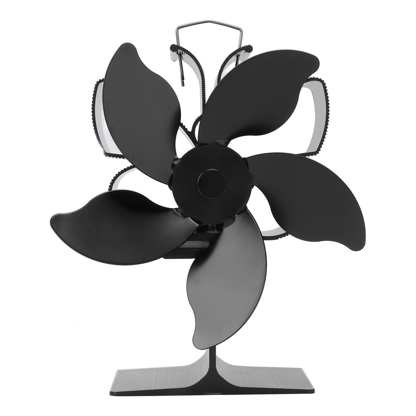 Heat Powered Fireplace Fan Black Stove Fan 5 Blades Thermal Power High Temperature Proof Eco Friendly Energy Saving