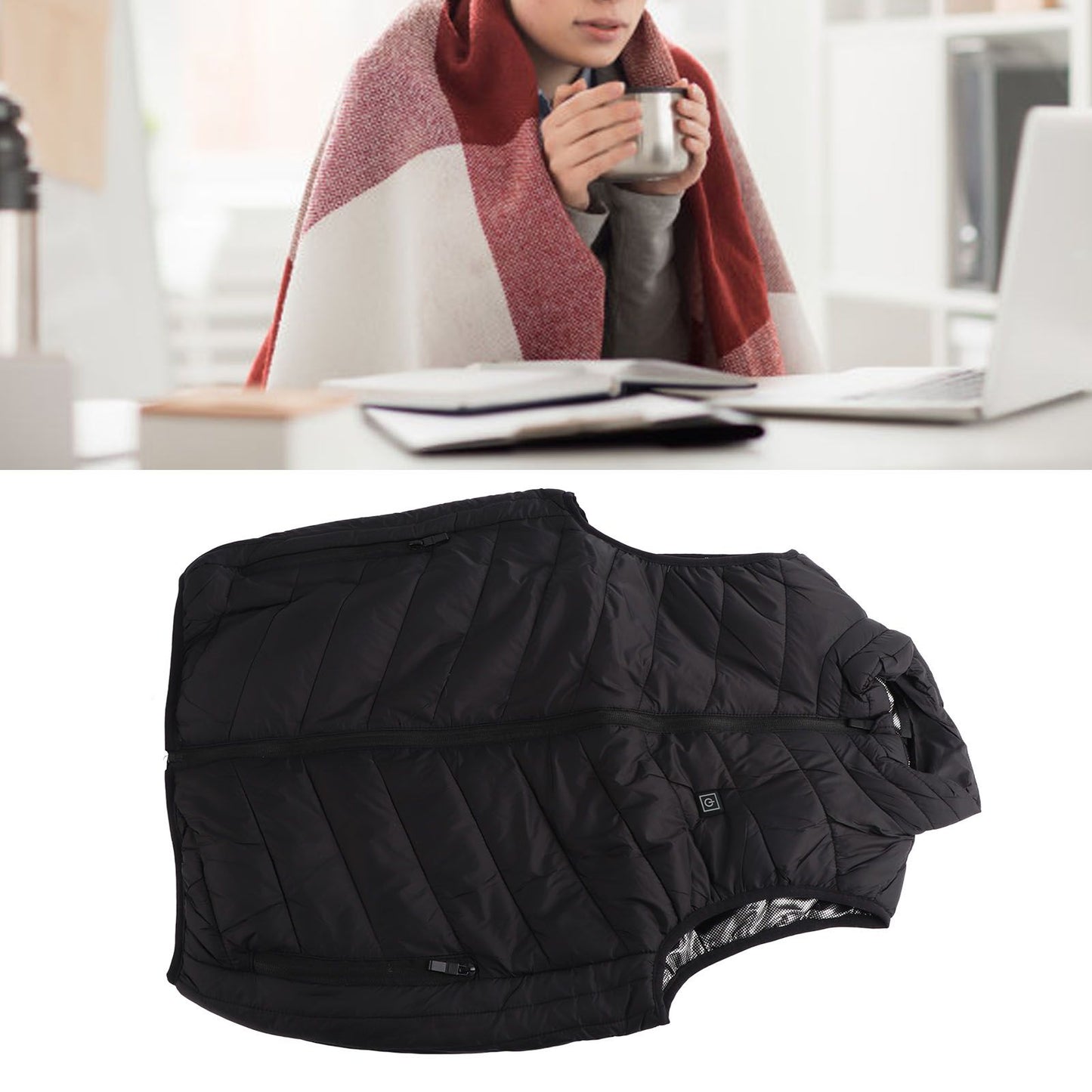 Heated Jacket Unisex 3 Gears Four Zones Heating Polyester Fiber Electric Thermal Vest for Outdoor Winter XXL