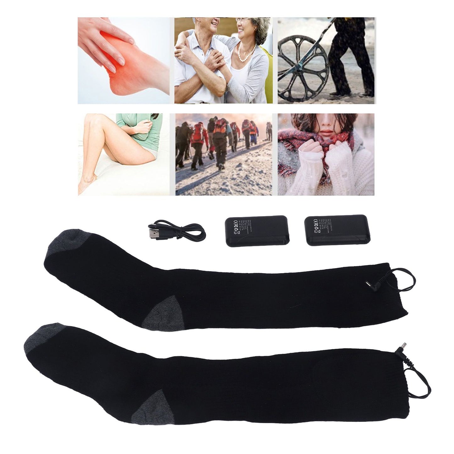 Heated Socks Warmer 3 Heating Level USB Charging Comfortable Washable for Men Women