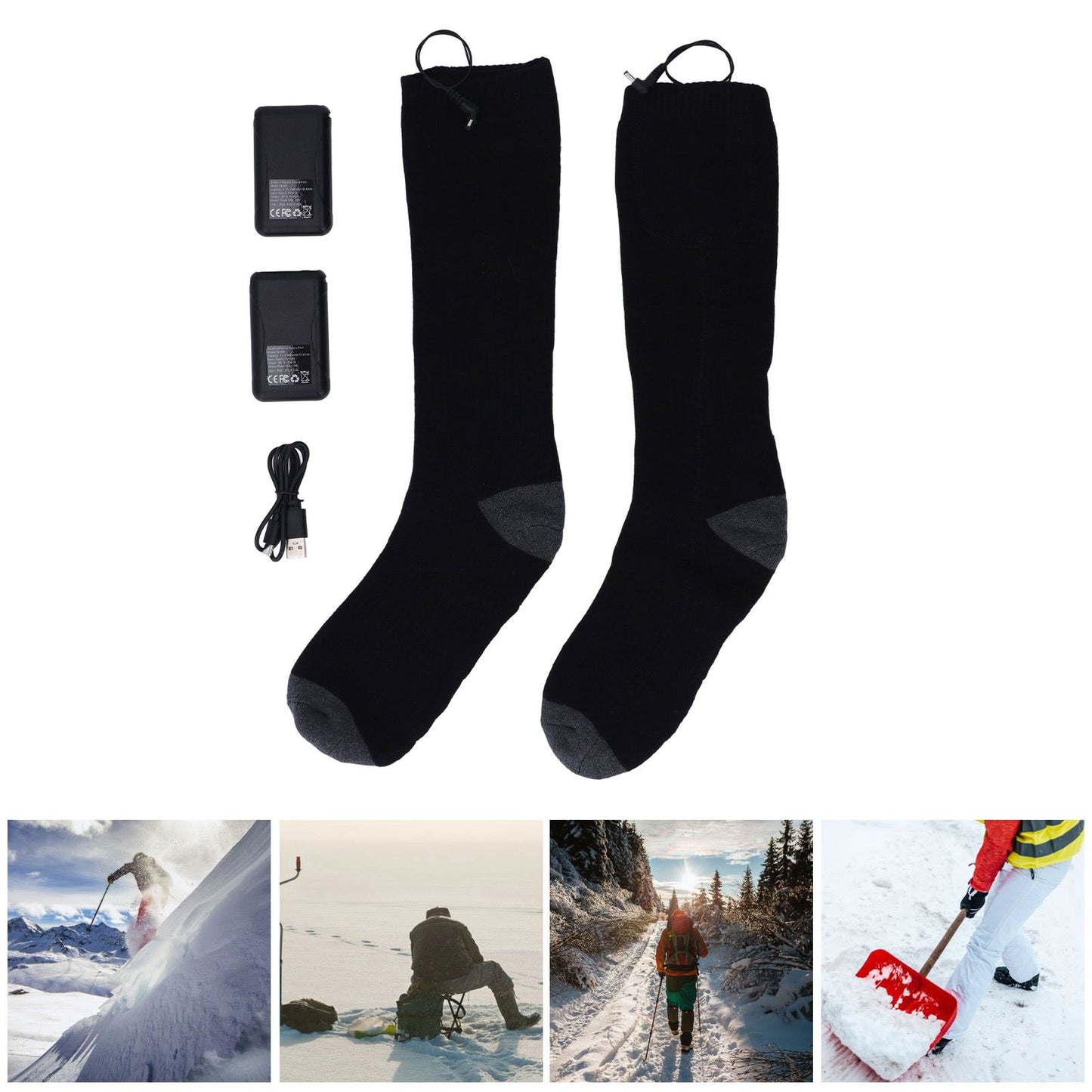 Heated Socks Warmer 3 Heating Level USB Charging Comfortable Washable for Men Women