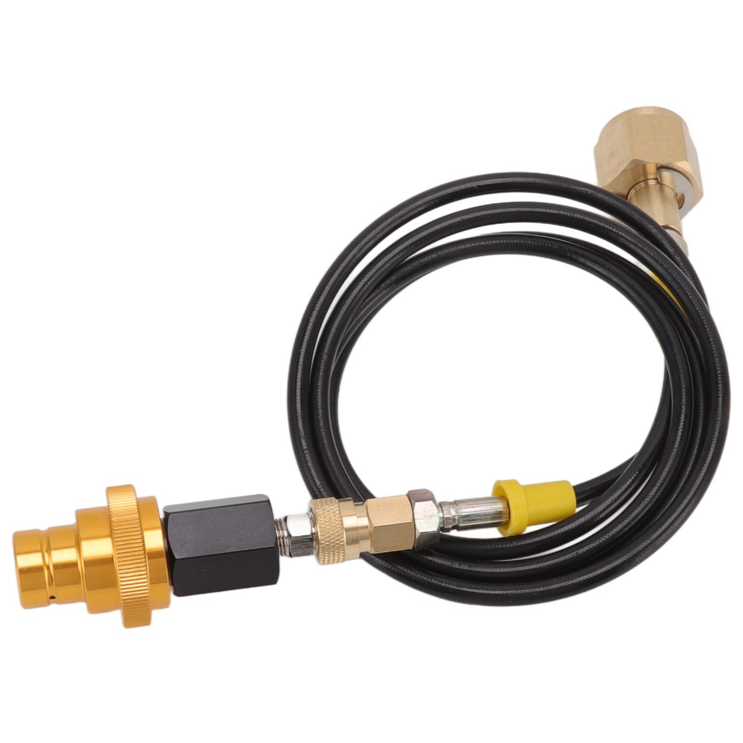 Soda Machine Adapter Hose Kit 1.5m Black Soda Adapter Hose with Gold Quick Adapter CO2 Tank Refill Adapter W21.8 14