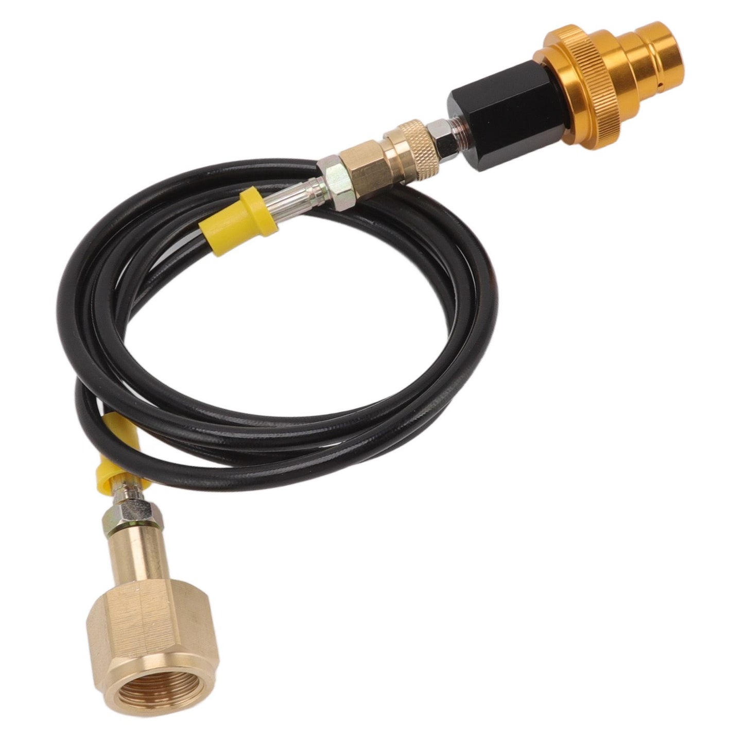 Soda Machine Adapter Hose Kit 1.5m Black Soda Adapter Hose with Gold Quick Adapter CO2 Tank Refill Adapter W21.8 14