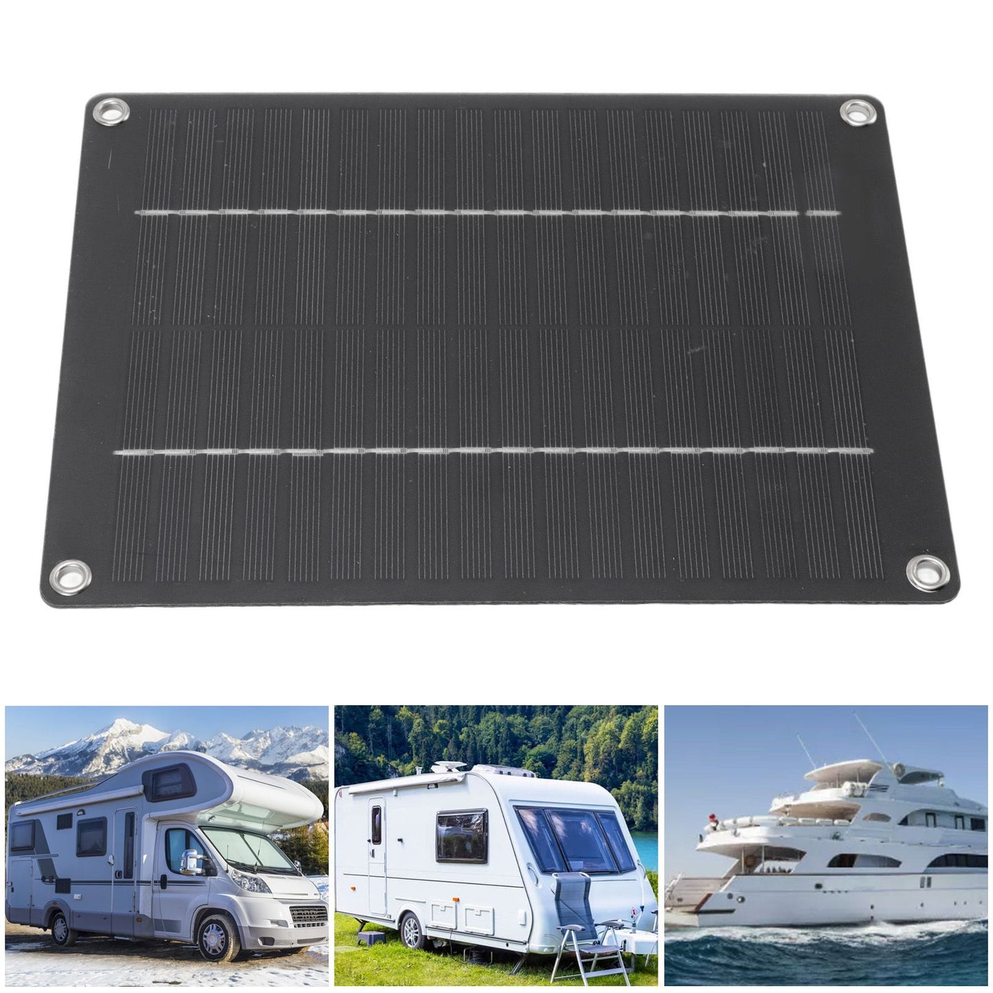 Solar Panel 10W Portable Compact Thin Waterproof Flexible Solar Charging Panel for Car Home Boat 23x17cm