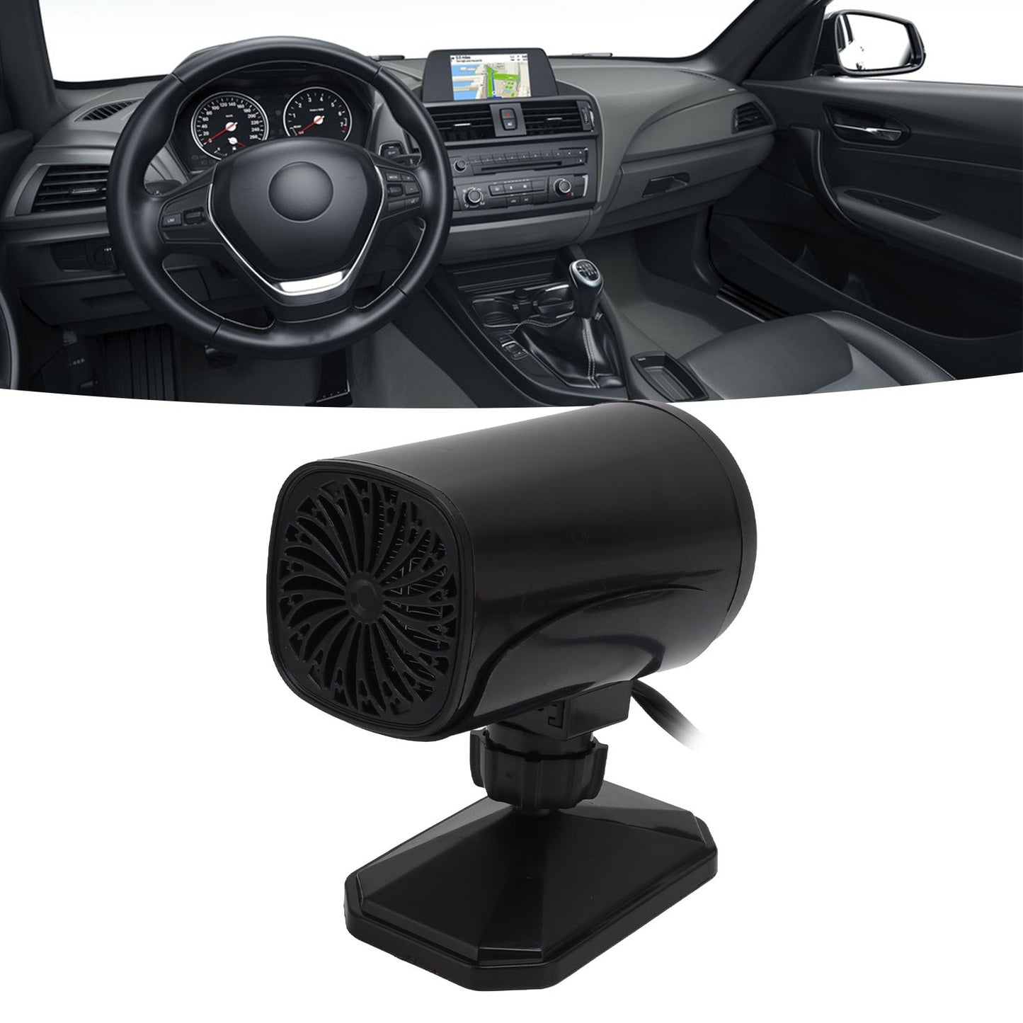 Car Heater Fan 2 in 1 Cooling Heating Car Fan Portable Windshield Defroster Defogger Black 12V
