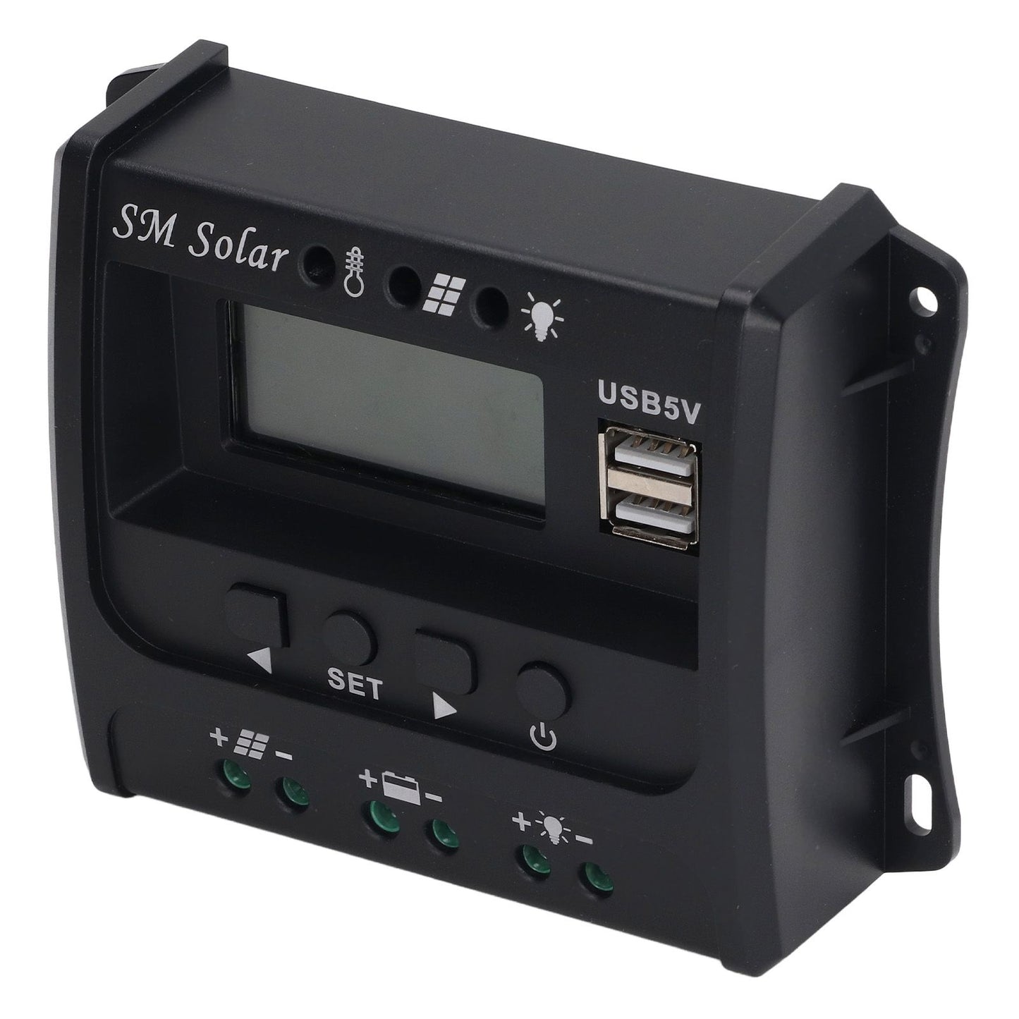 Solar Panel Controller 3 Stage PWM Charging Intelligent Microcontroller ABS Aluminum Plate 12V 24V Solar Charge Controller SEC10(10A)
