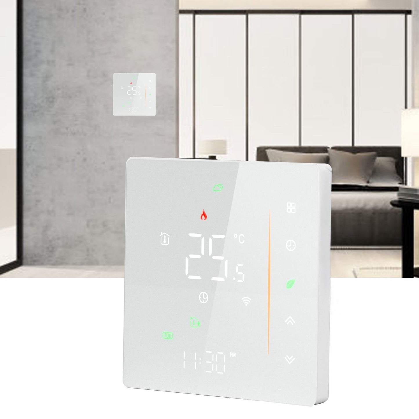 Smart Thermostat WiFi Programmable Phone App Control Water Floor Heating Temperature Controller for Tuya AC 95‑240V White