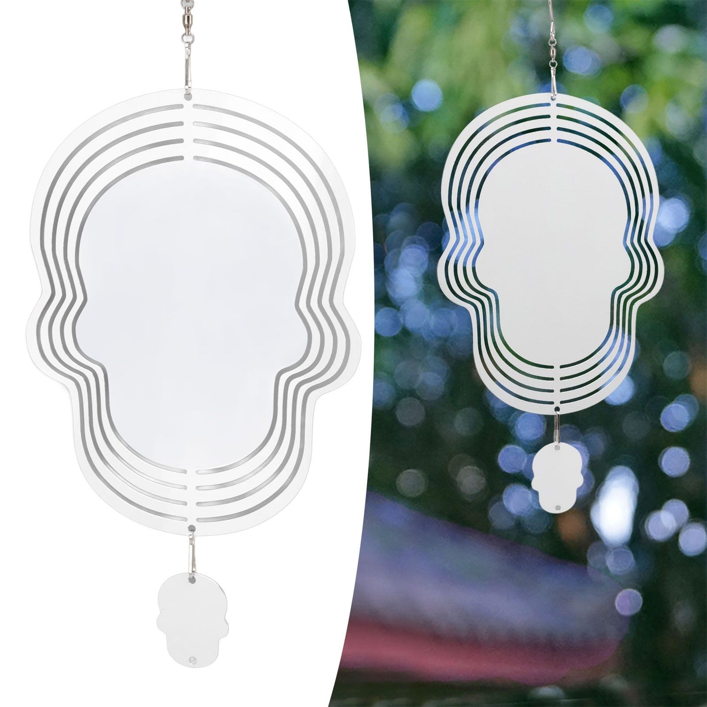 Wind Chime White Simple Delicate Decorative Weather Resistance Ornament for Lamp Tree Wall Skull Pattern