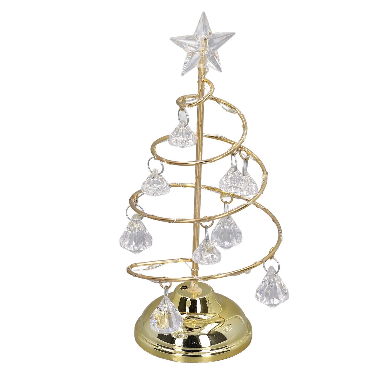 LED Christmas Tree Lamp Small Crystal Decorative Iron Tree Night Light Ornament for Gift Golden Warm Light