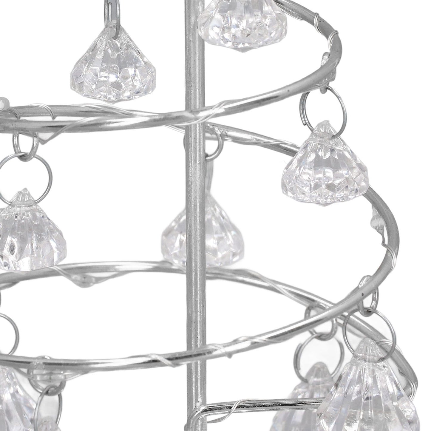 LED Christmas Tree Lamp Small Crystal Decorative Iron Tree Night Light Ornament for Gift Silver White Light