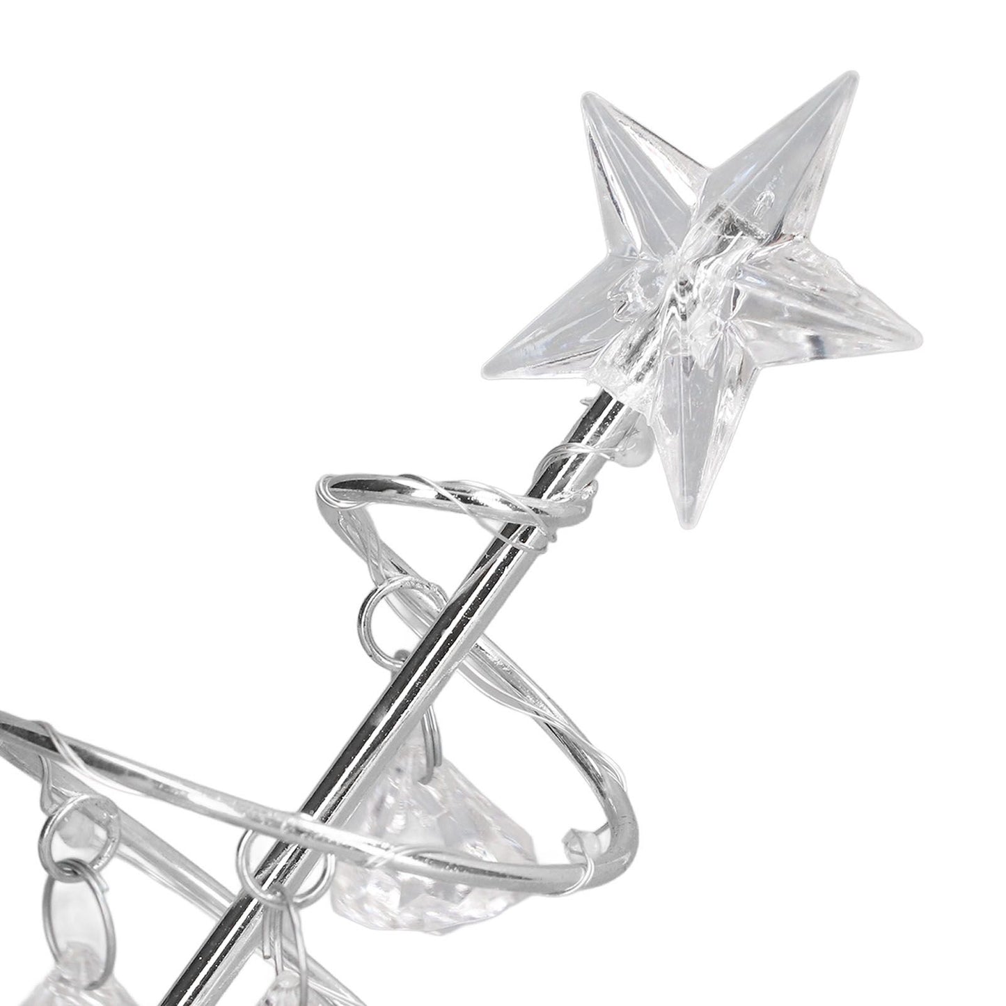 LED Christmas Tree Lamp Small Crystal Decorative Iron Tree Night Light Ornament for Gift Silver White Light