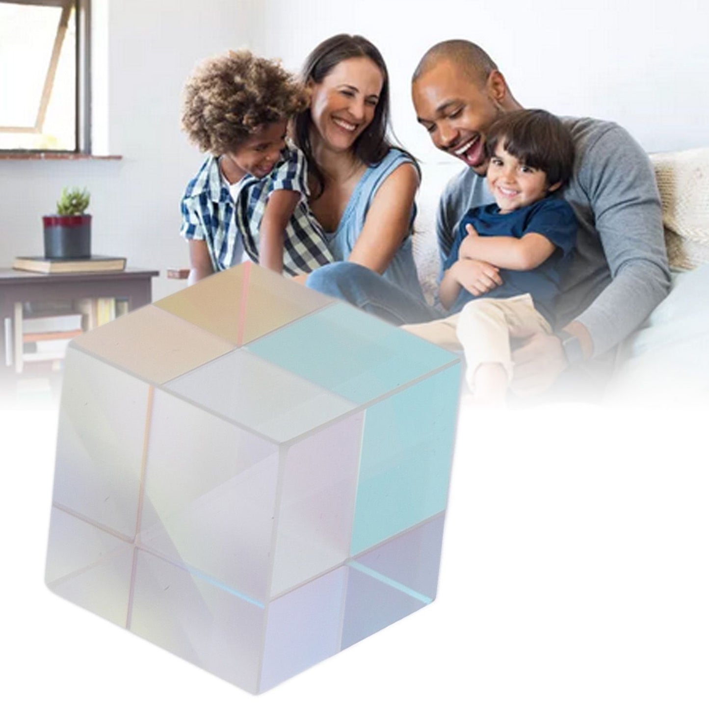 Prism Cube Optical Glass RGB Dispersion Color Cube Sun Catcher X Cube Prism Birthday Gift 20x20x20mm/0.8x0.8x0.8in