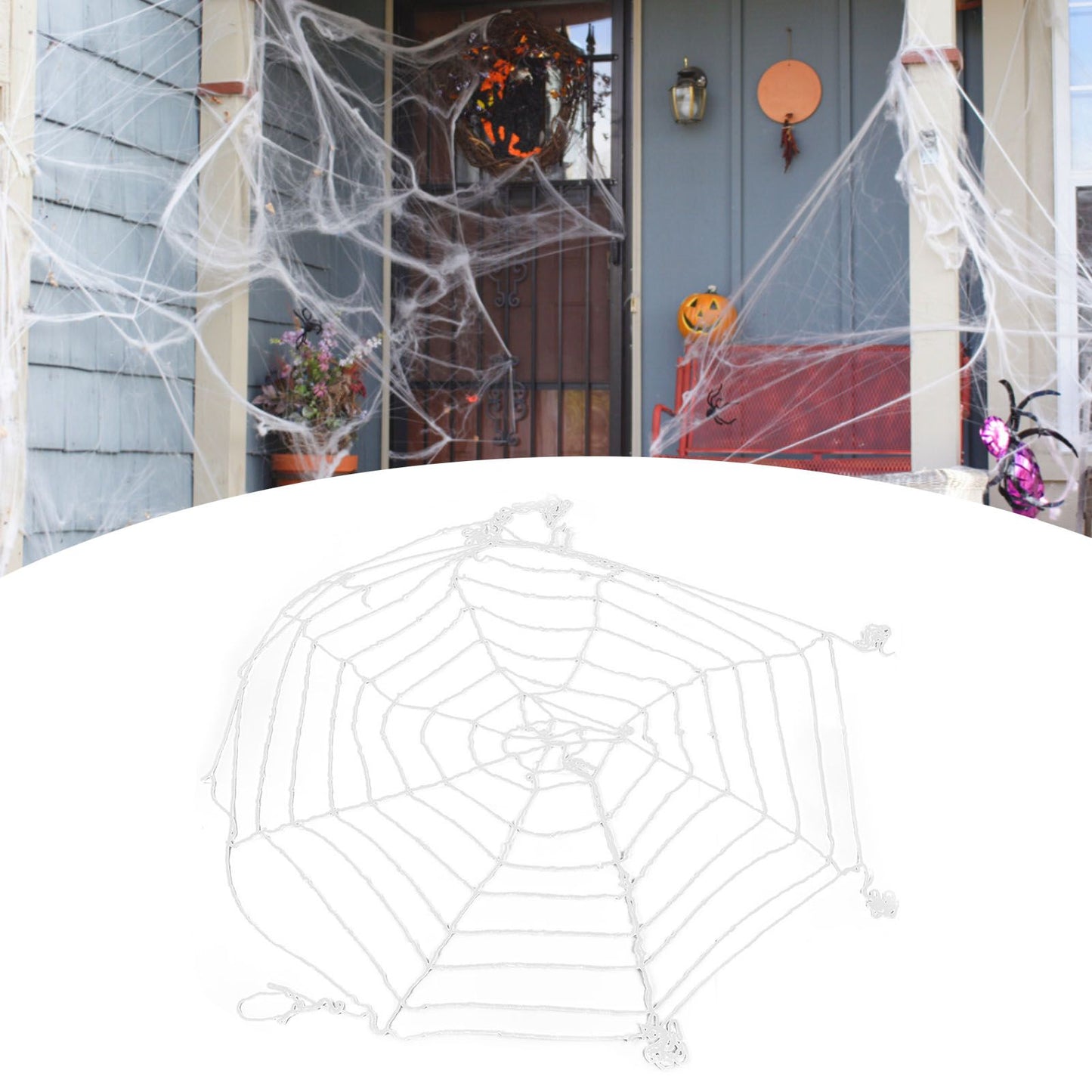 3.6m Spider Web Halloween Decorations White Round Net Spooky Cobwebs for Outdoor Indoor Party Yard