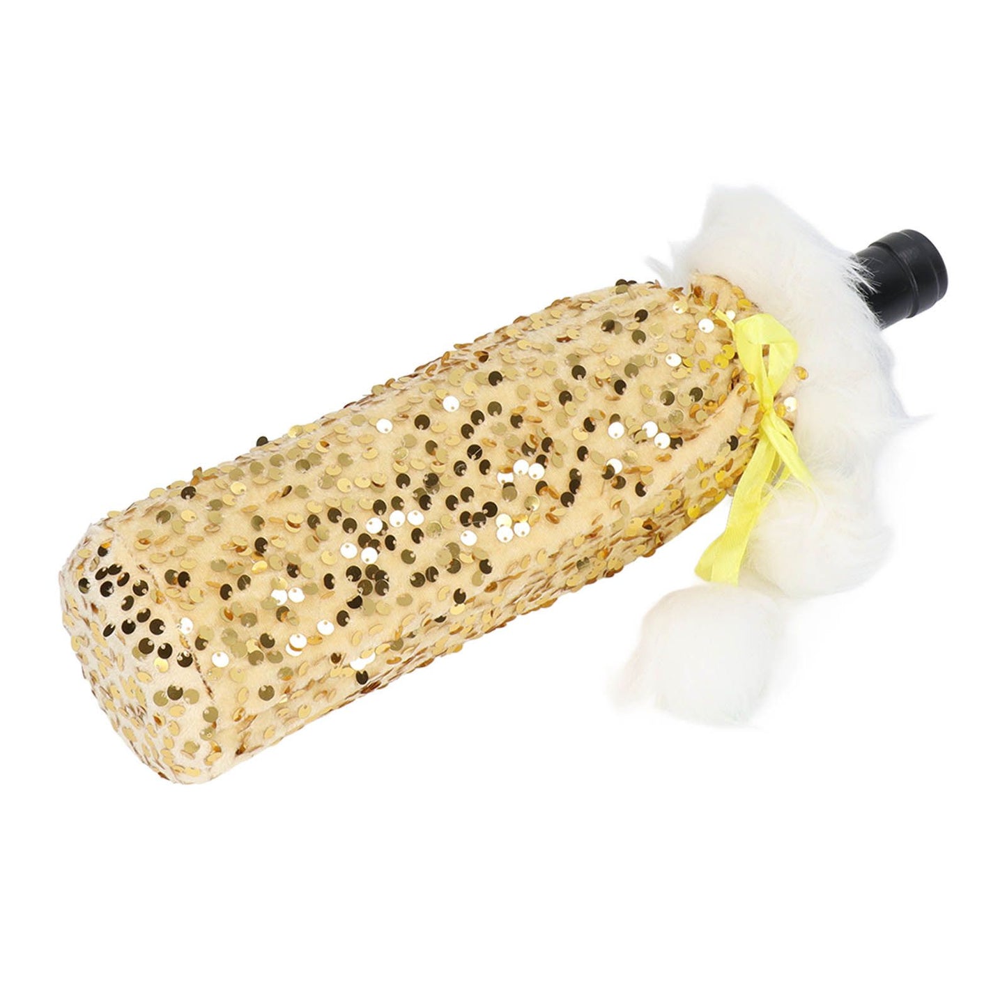 Christmas Wine Bottle Cover Beautiful Shiny Sequin Cloth Decorative Bottle Sleeve Cover for Christmas Parties Gold