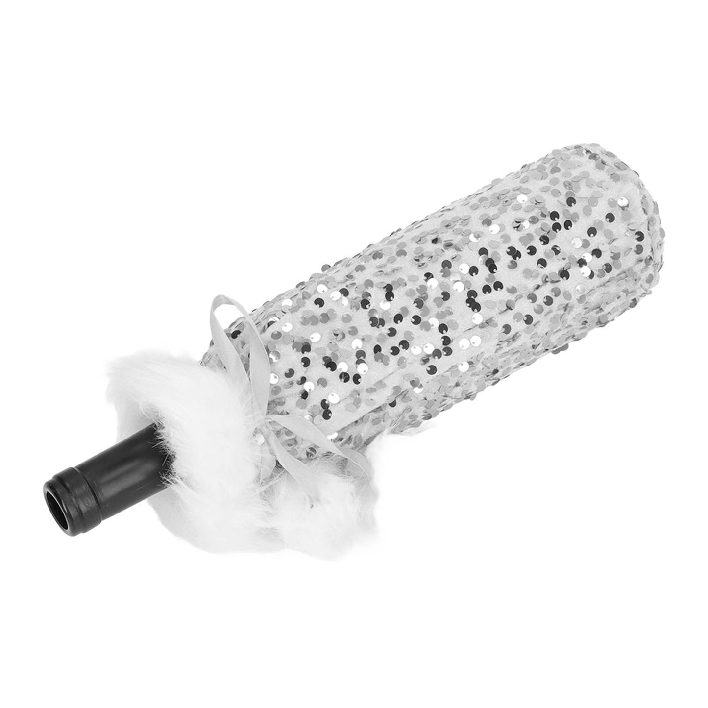 Christmas Wine Bottle Cover Beautiful Shiny Sequin Cloth Decorative Bottle Sleeve Cover for Christmas Parties Silver