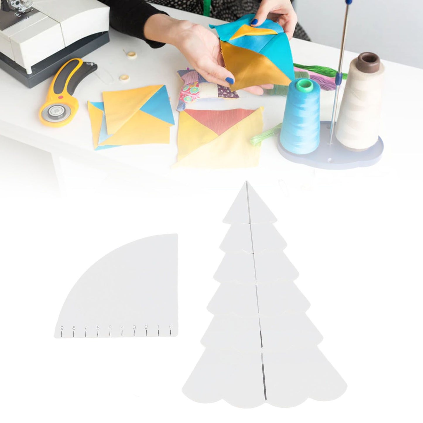 Handmade Christmas Tree Quilting Set Transparent Acrylic DIY Sewing Pattern Template Ruler Tool Set for Bowl Mats Making S