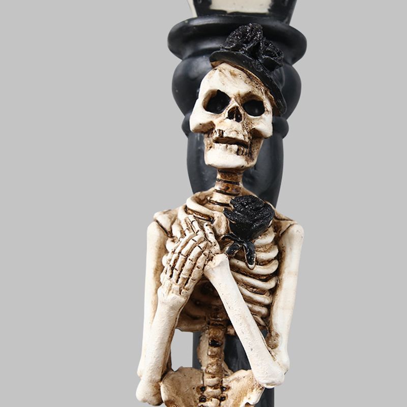 Halloween Skeleton Lamp Resin Decorative Glowing Halloween Ornaments Lamp for Festival Party 1 Pair Skeleton Street Lamps