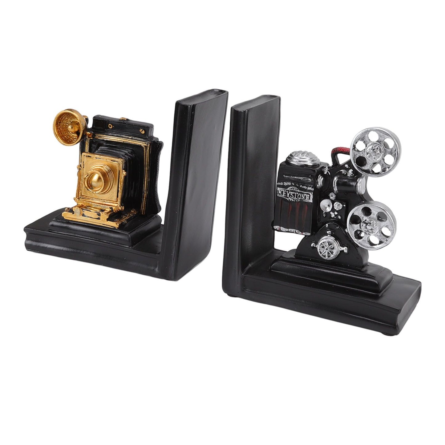 One Pair Shelf Book Ends Movie Projector Designed Resin Bookend Decoration for Study Home Office