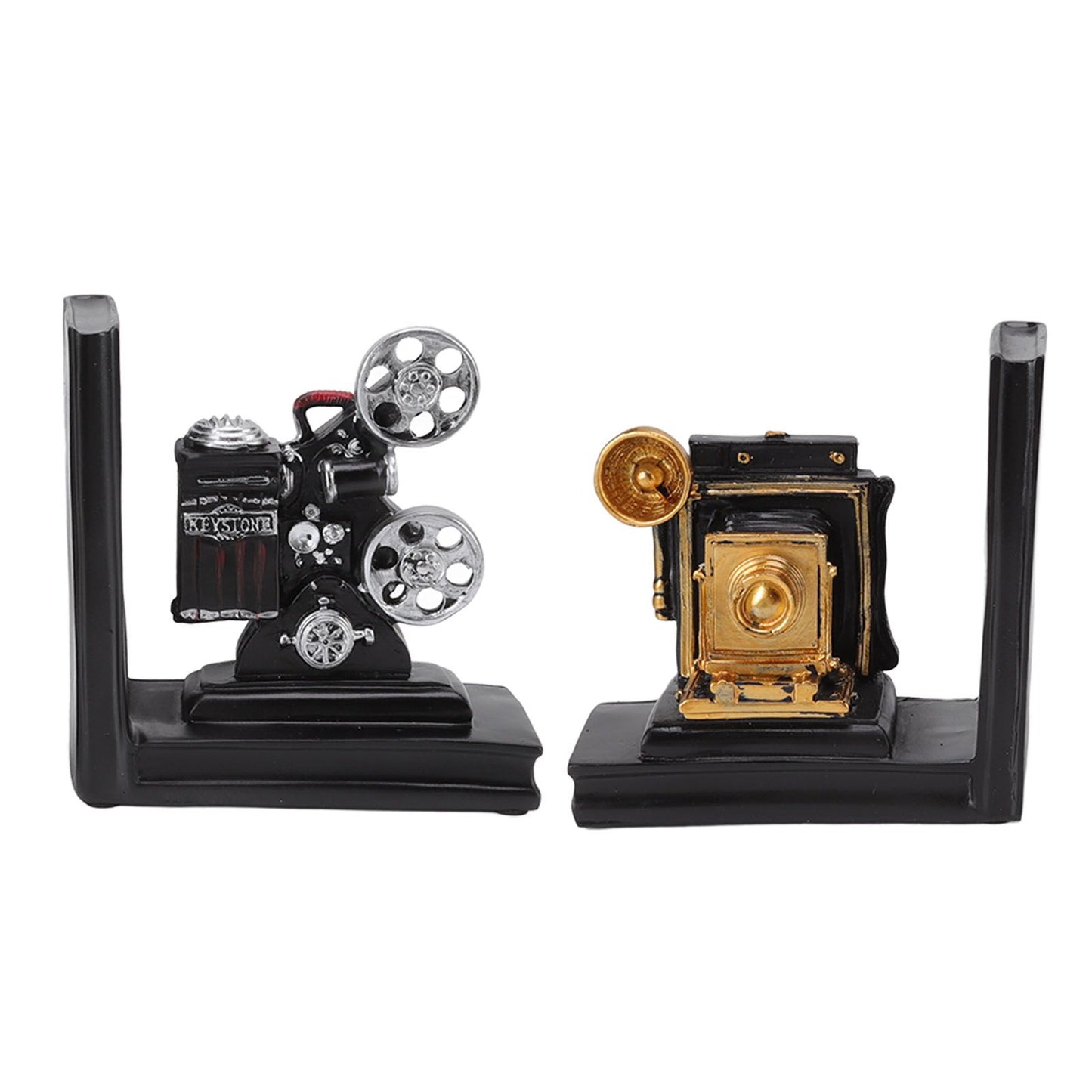 One Pair Shelf Book Ends Movie Projector Designed Resin Bookend Decoration for Study Home Office