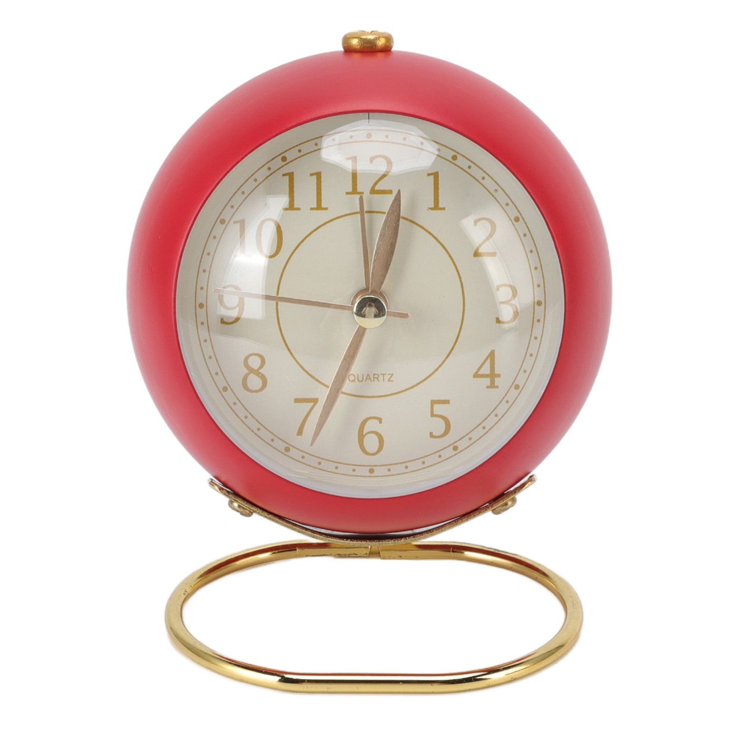 Retro Alarm Clock Silent Decorative Round Ring Base Small Quartz Alarm Clock with Ambient Night Light for Bedroom