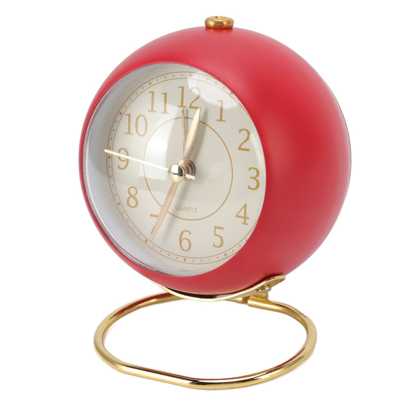 Retro Alarm Clock Silent Decorative Round Ring Base Small Quartz Alarm Clock with Ambient Night Light for Bedroom