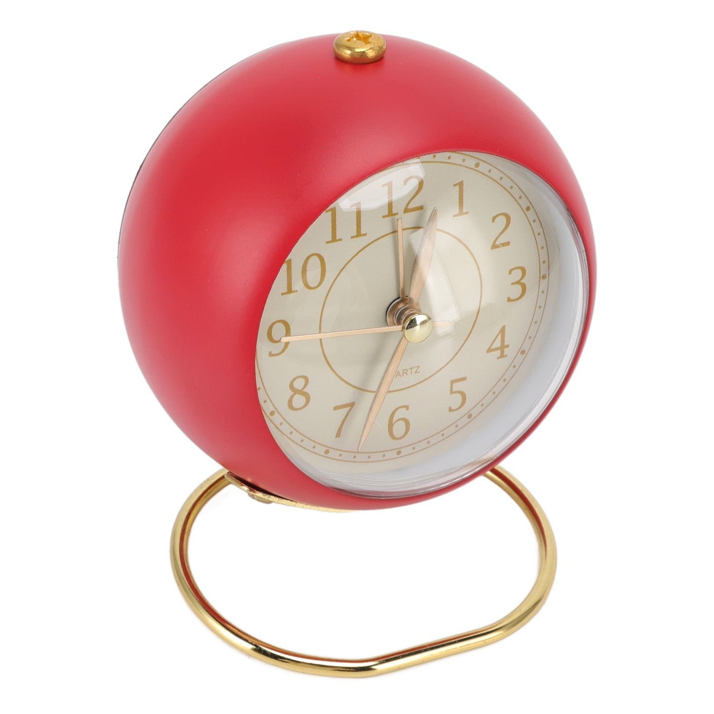 Retro Alarm Clock Silent Decorative Round Ring Base Small Quartz Alarm Clock with Ambient Night Light for Bedroom