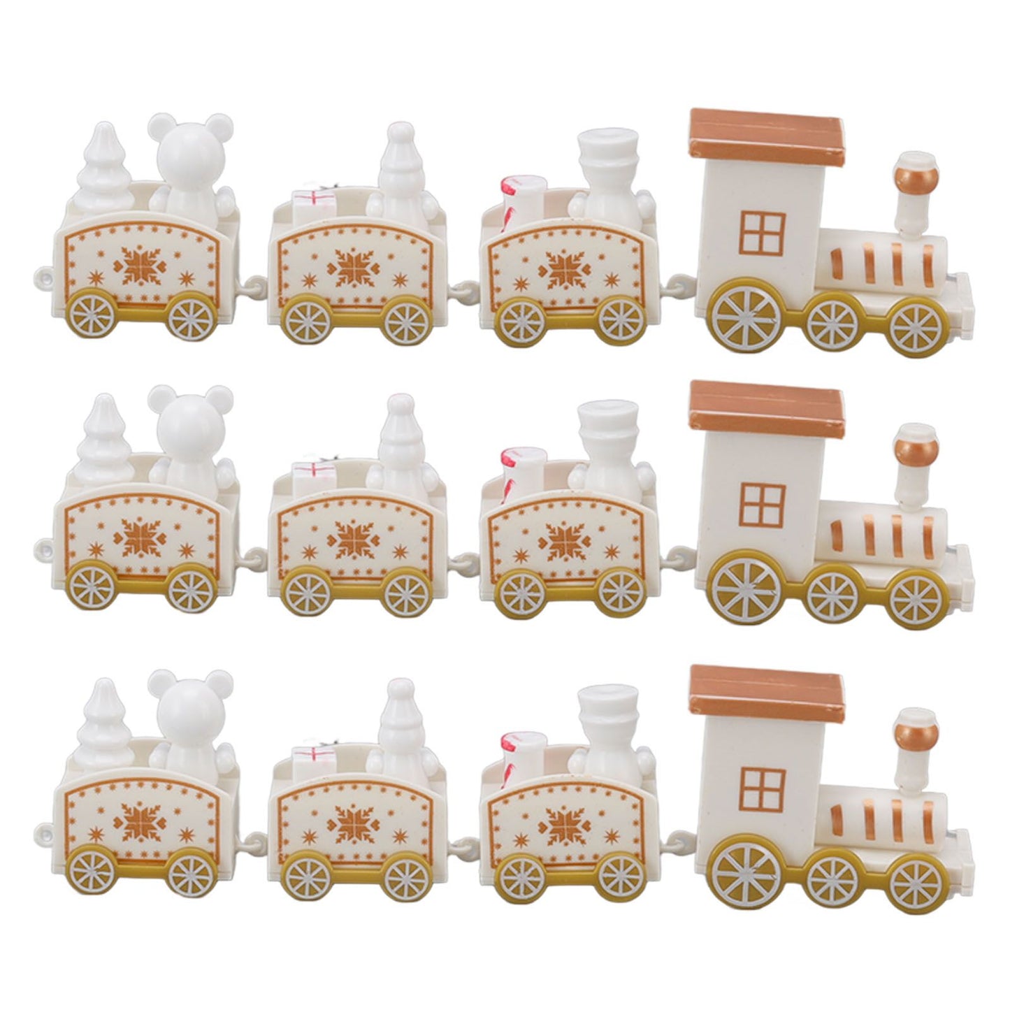 3 Sets Small Train Christmas Decorations Exquisite Mini Train Decor Set Christmas Decoration Props White