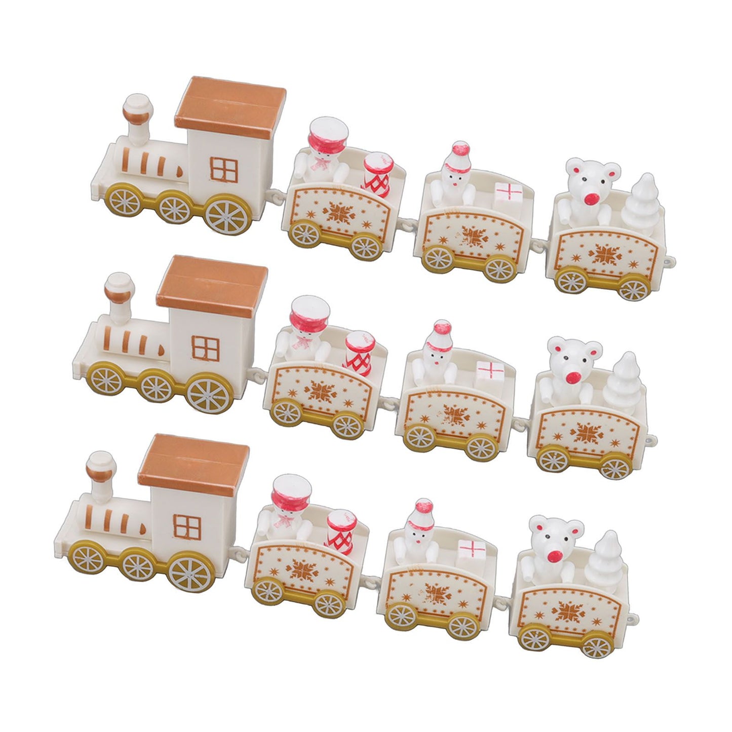 3 Sets Small Train Christmas Decorations Exquisite Mini Train Decor Set Christmas Decoration Props White