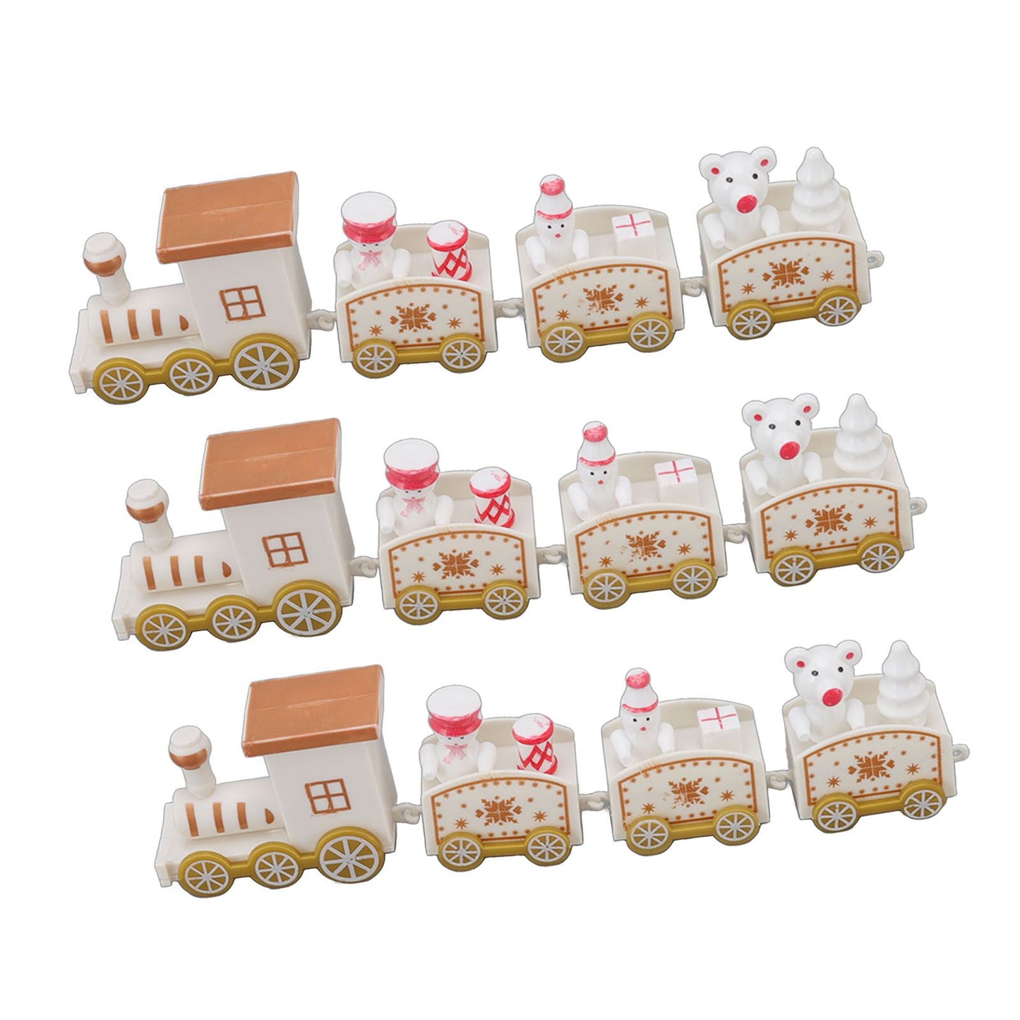 3 Sets Small Train Christmas Decorations Exquisite Mini Train Decor Set Christmas Decoration Props White