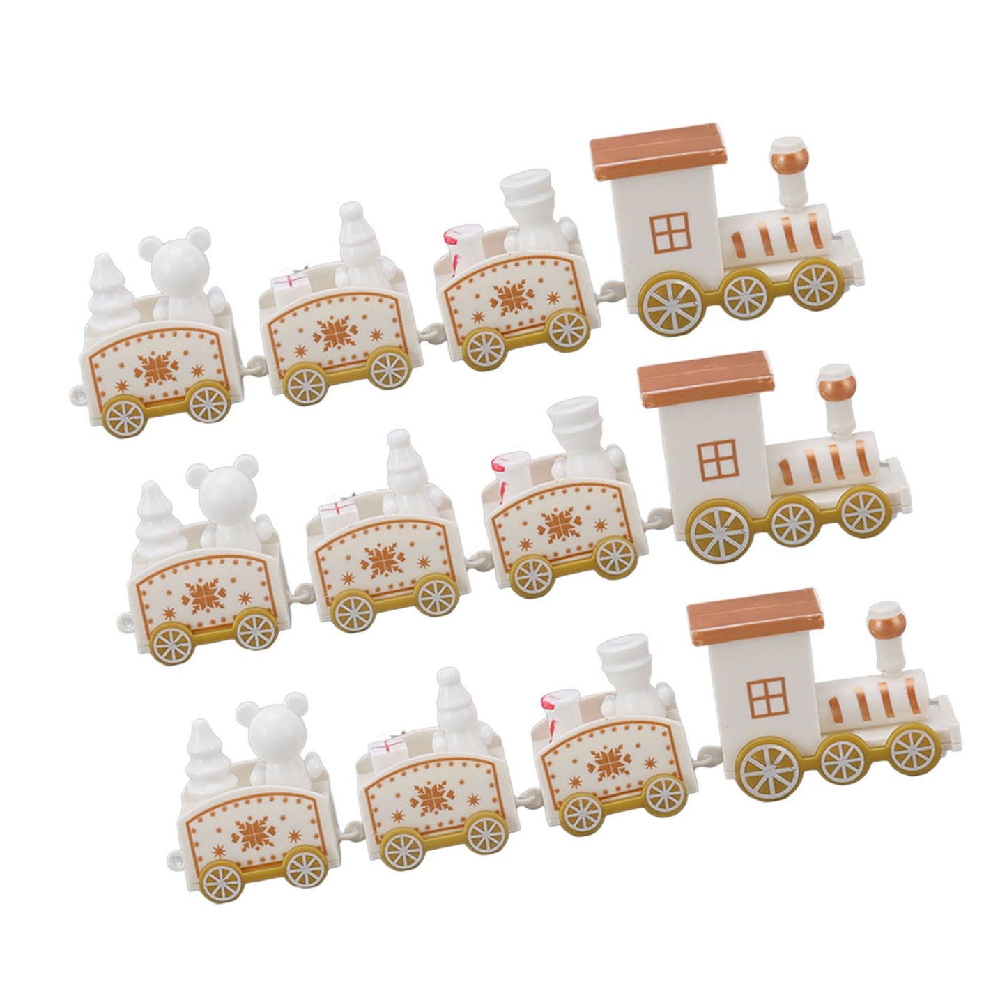 3 Sets Small Train Christmas Decorations Exquisite Mini Train Decor Set Christmas Decoration Props White