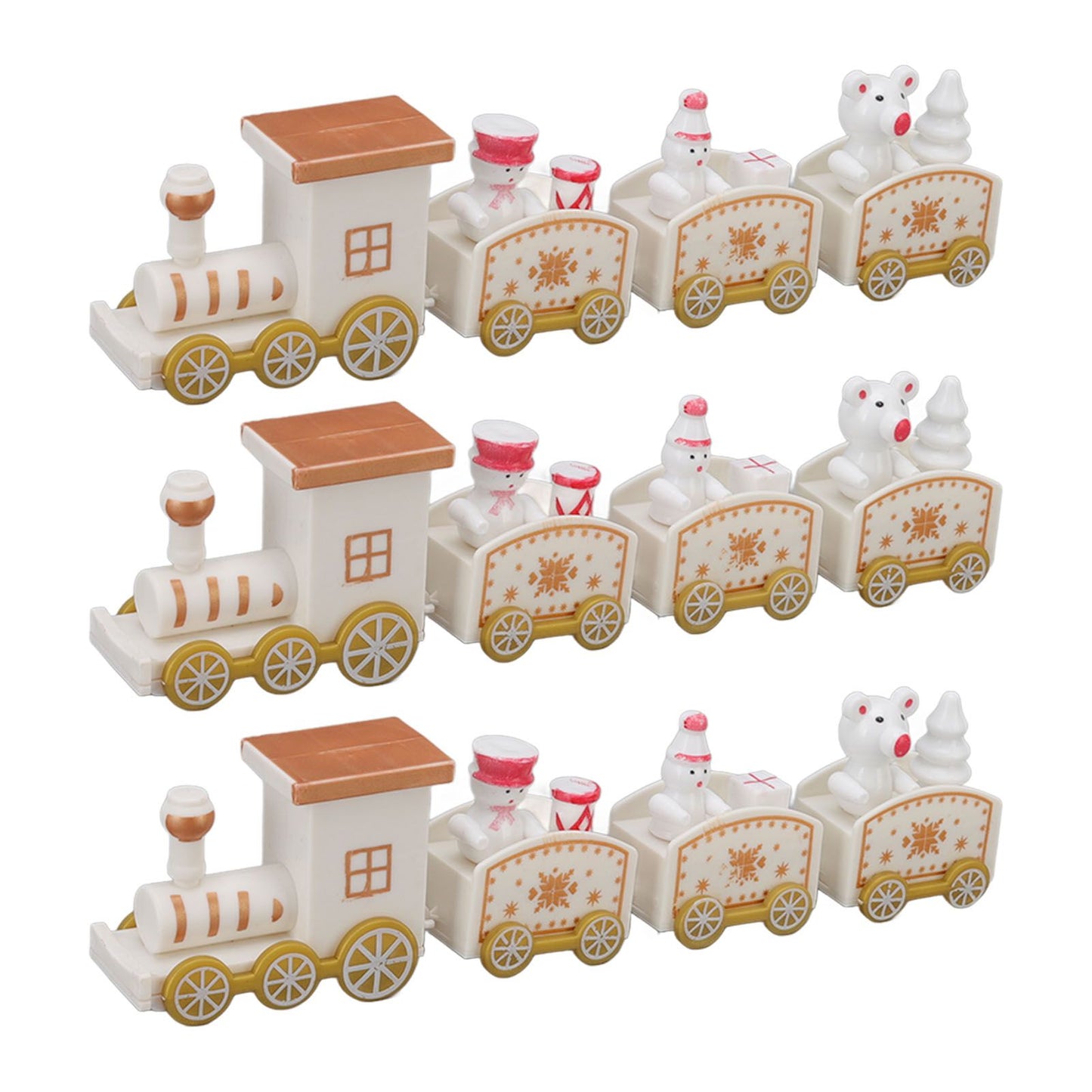 3 Sets Small Train Christmas Decorations Exquisite Mini Train Decor Set Christmas Decoration Props White