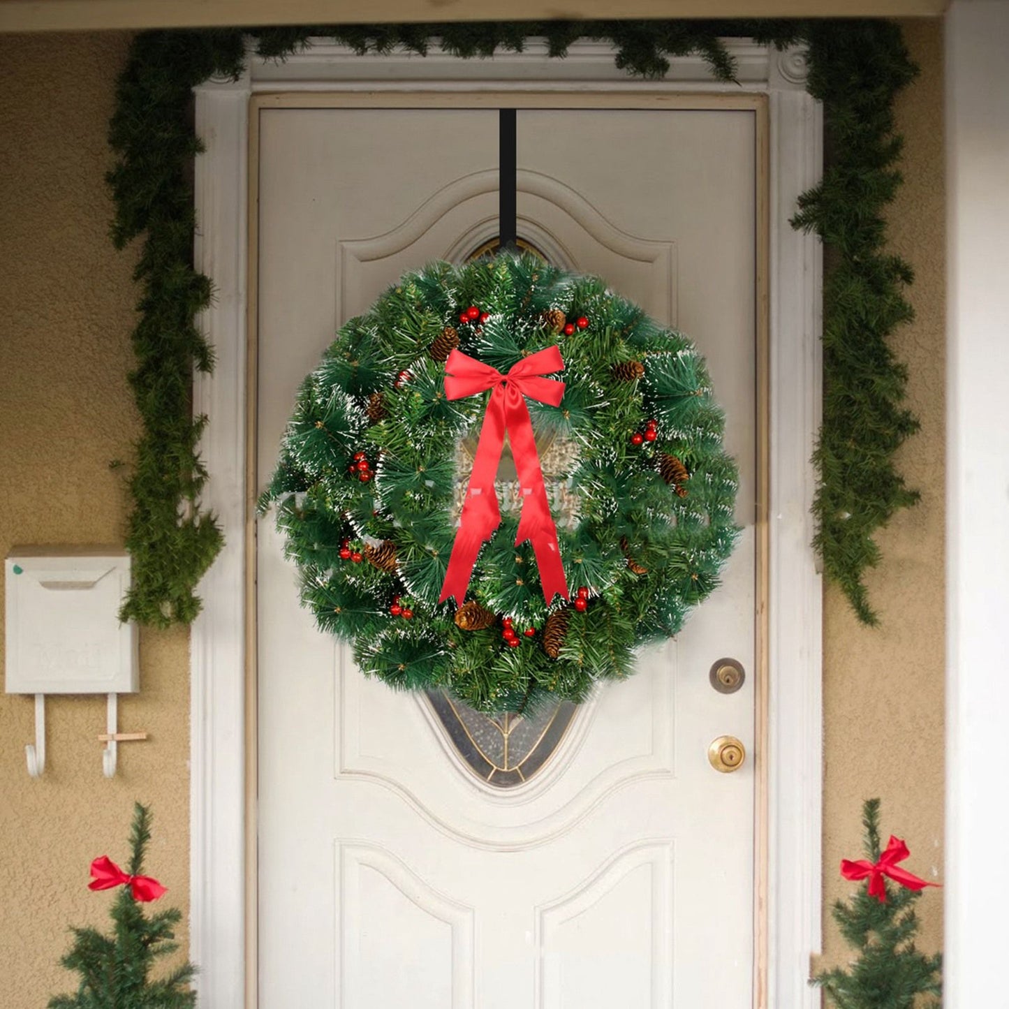Adjustable Wreath Door Hanger Damage Free Wreaths Hanging Over The Door Hooks Iron Door Hanger for Christmas Wreath Black