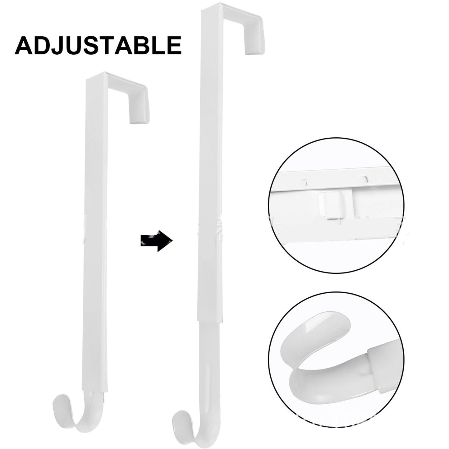 Adjustable Wreath Door Hanger Damage Free Wreaths Hanging Over The Door Hooks Iron Door Hanger for Christmas Wreath White