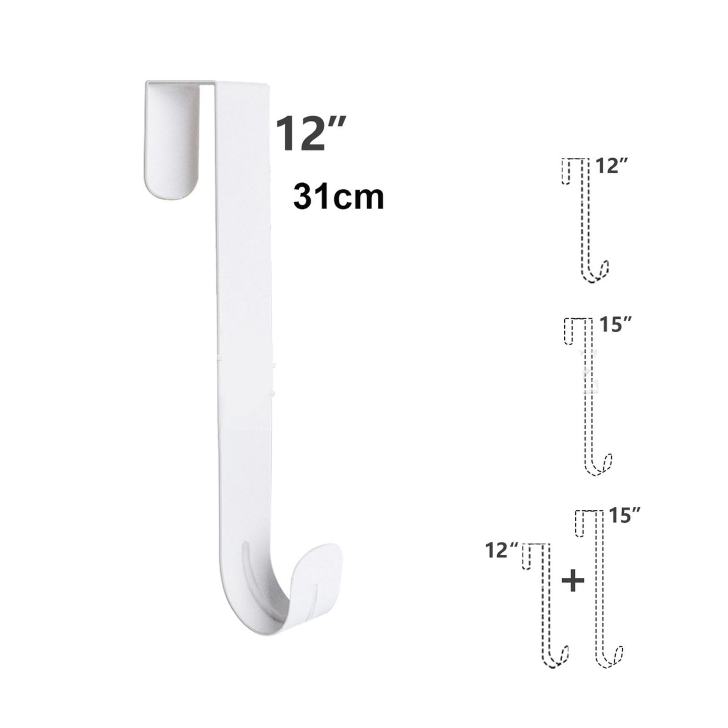 Adjustable Wreath Door Hanger Damage Free Wreaths Hanging Over The Door Hooks Iron Door Hanger for Christmas Wreath White