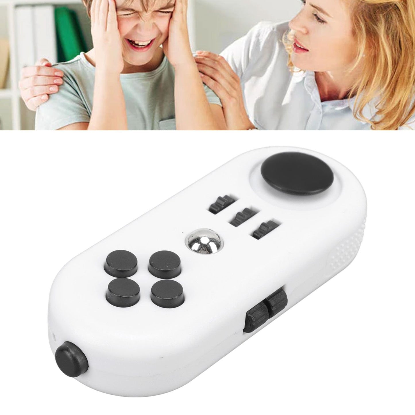 Fidget Toy Reduce Stress Relax Mood Portable Anxiety Sensory EDC Toy Sensory Fidgets Controller Pad 5 White and Black