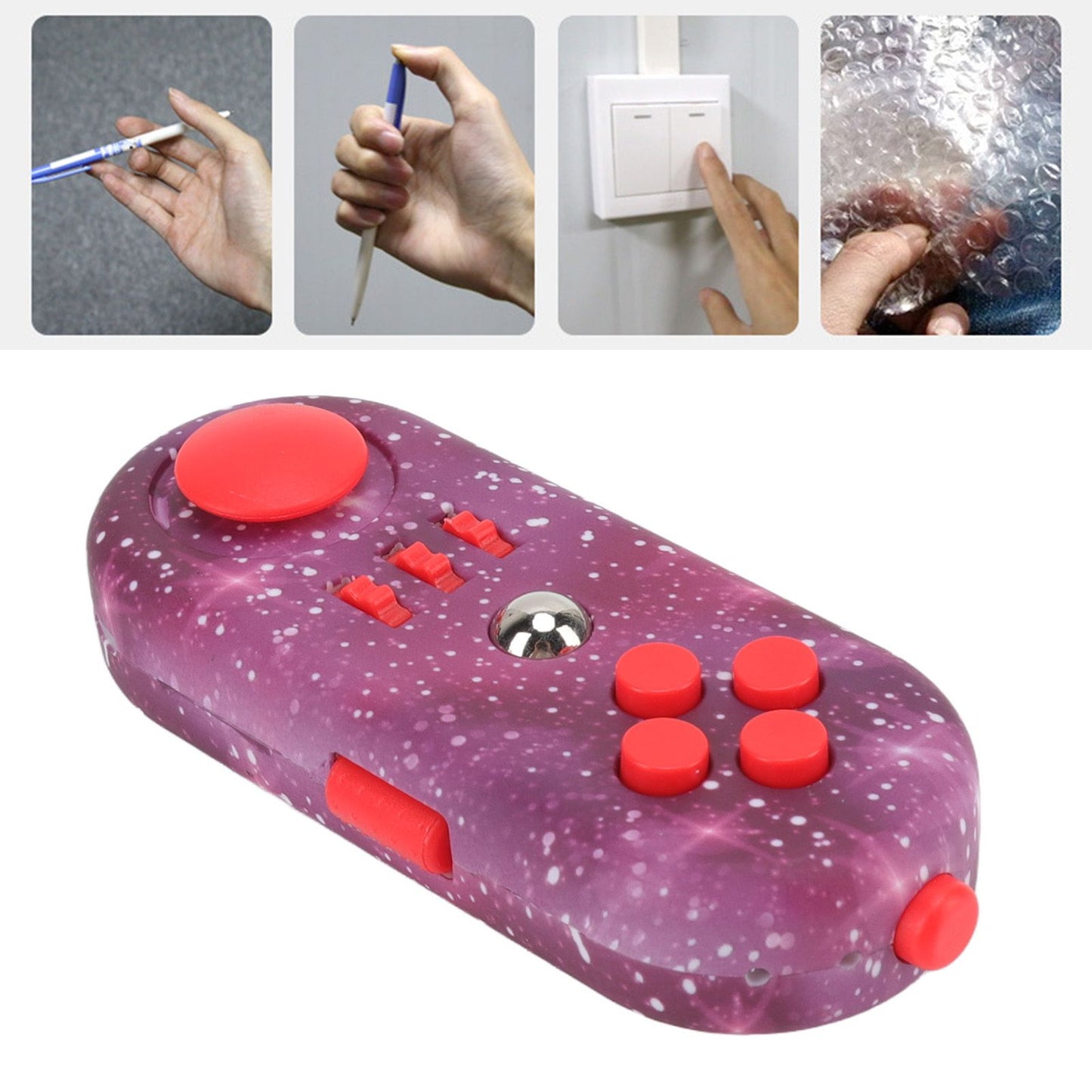 Fidget Toy Reduce Stress Relax Mood Portable Anxiety Sensory EDC Toy Sensory Fidgets Controller Pad 10 Star Purple