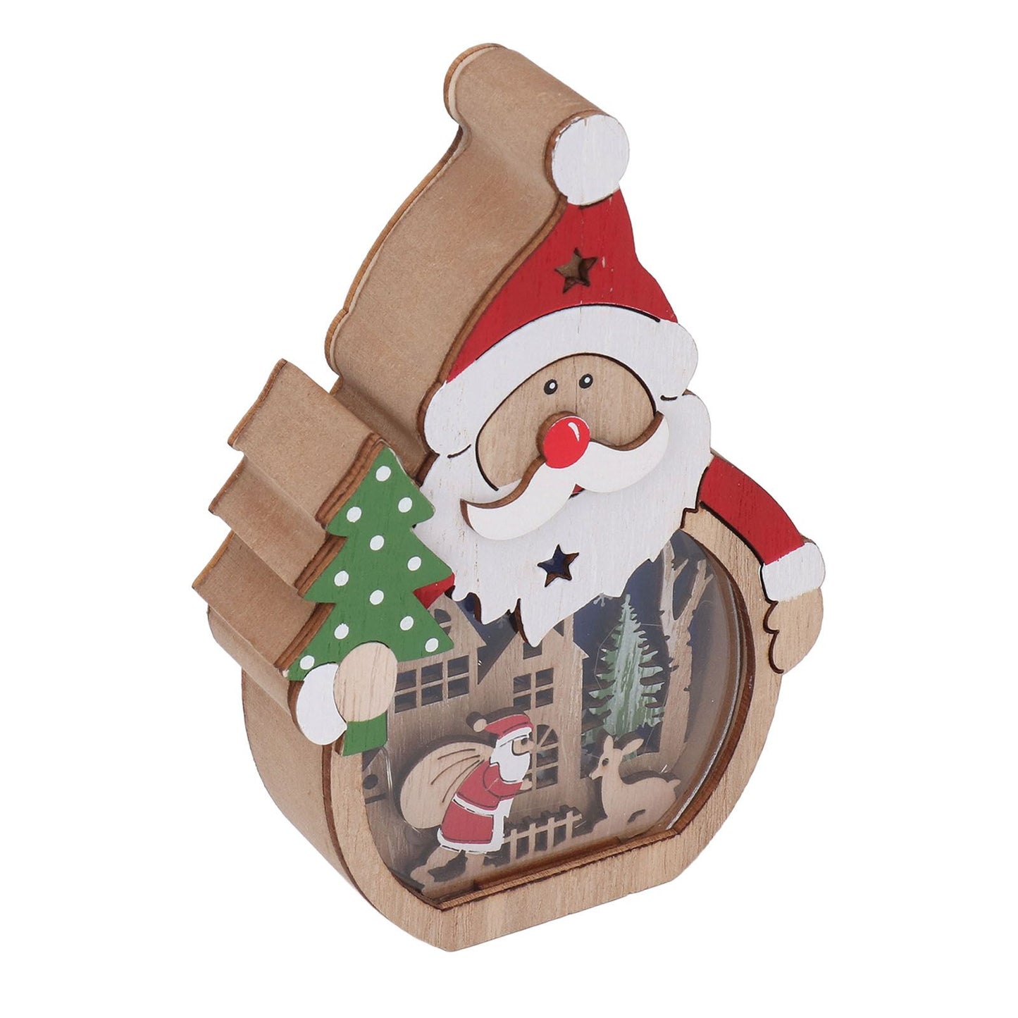 Luminous Christmas Ornament LED Light Emitting Wooden Christmas Decorations Ornaments Gifts for Hotel Window Display Old Man