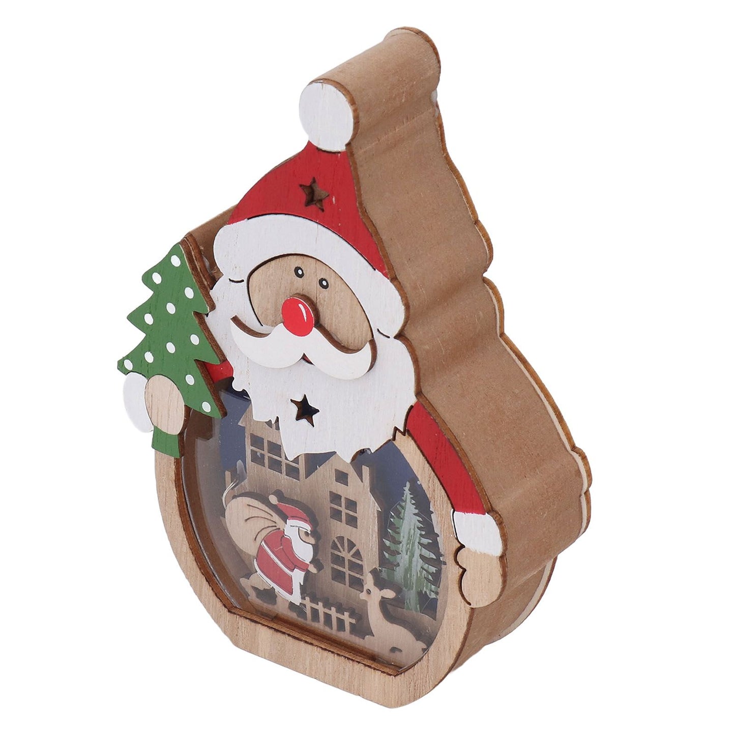Luminous Christmas Ornament LED Light Emitting Wooden Christmas Decorations Ornaments Gifts for Hotel Window Display Old Man