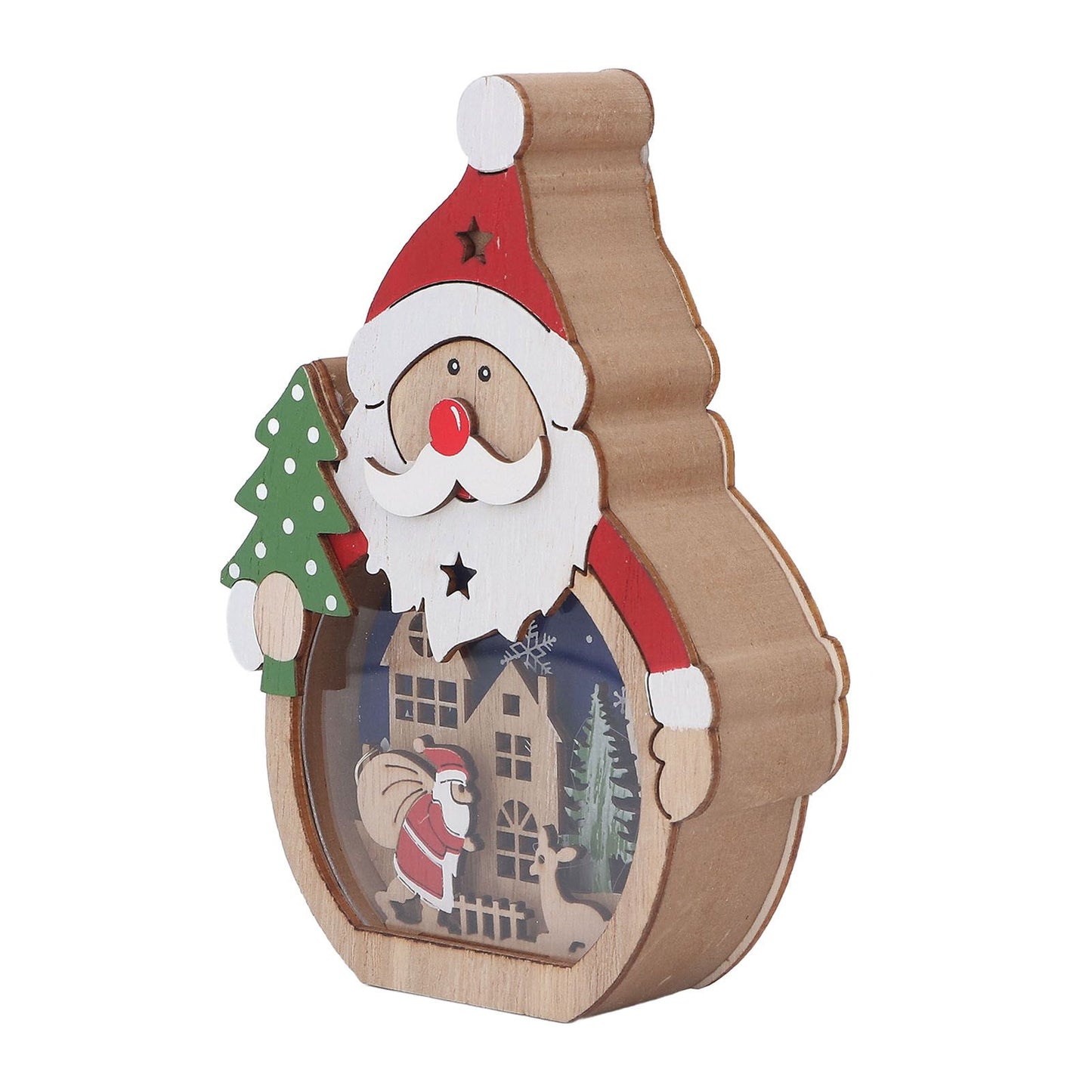 Luminous Christmas Ornament LED Light Emitting Wooden Christmas Decorations Ornaments Gifts for Hotel Window Display Old Man