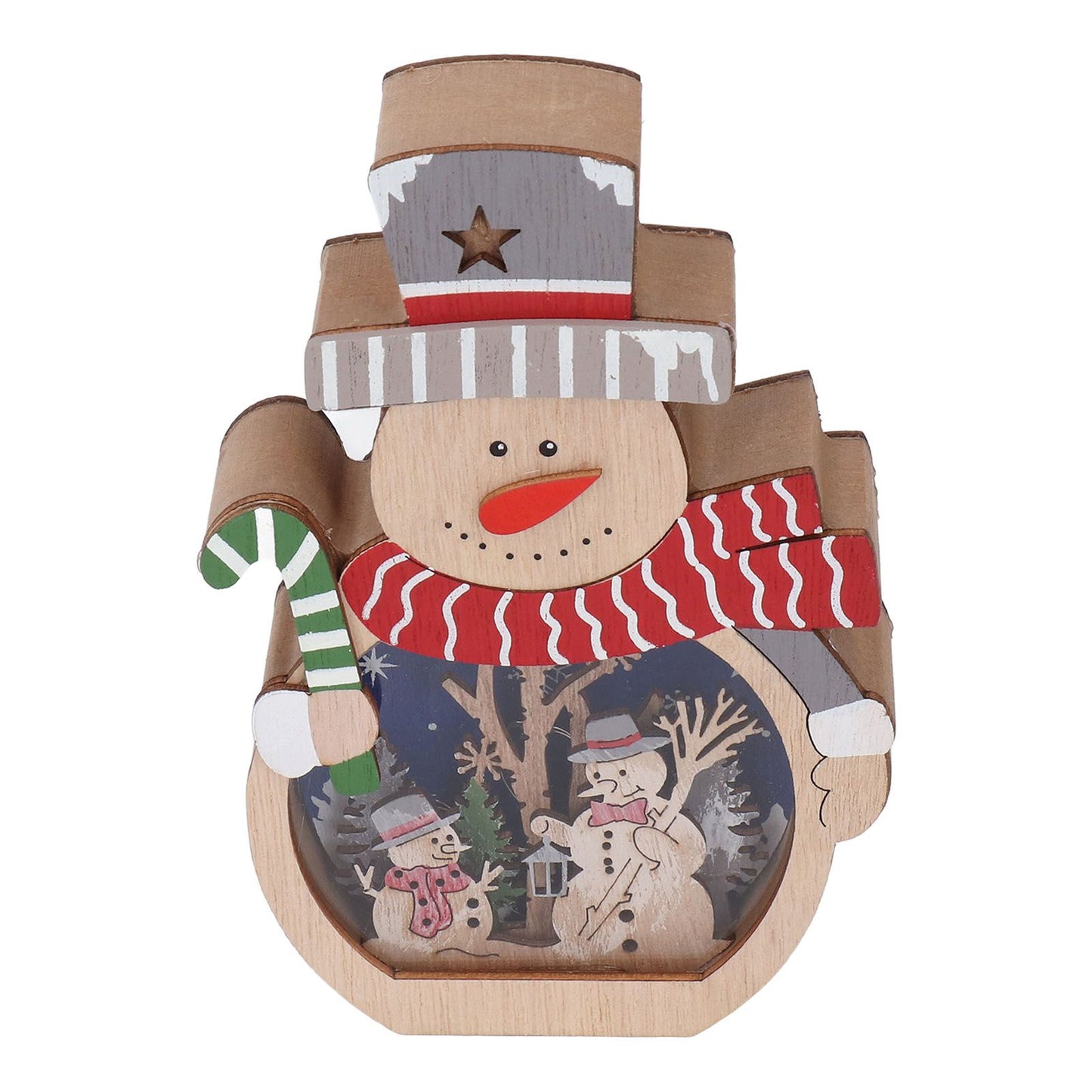 Luminous Christmas Ornament LED Light Emitting Wooden Christmas Decorations Ornaments Gifts for Hotel Window Display Snowman